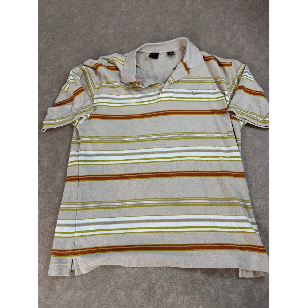 Vintage Kani Gold Mens Hip Hop Polo‎ Shirt Multicolor Striped Short Sleeve XXL